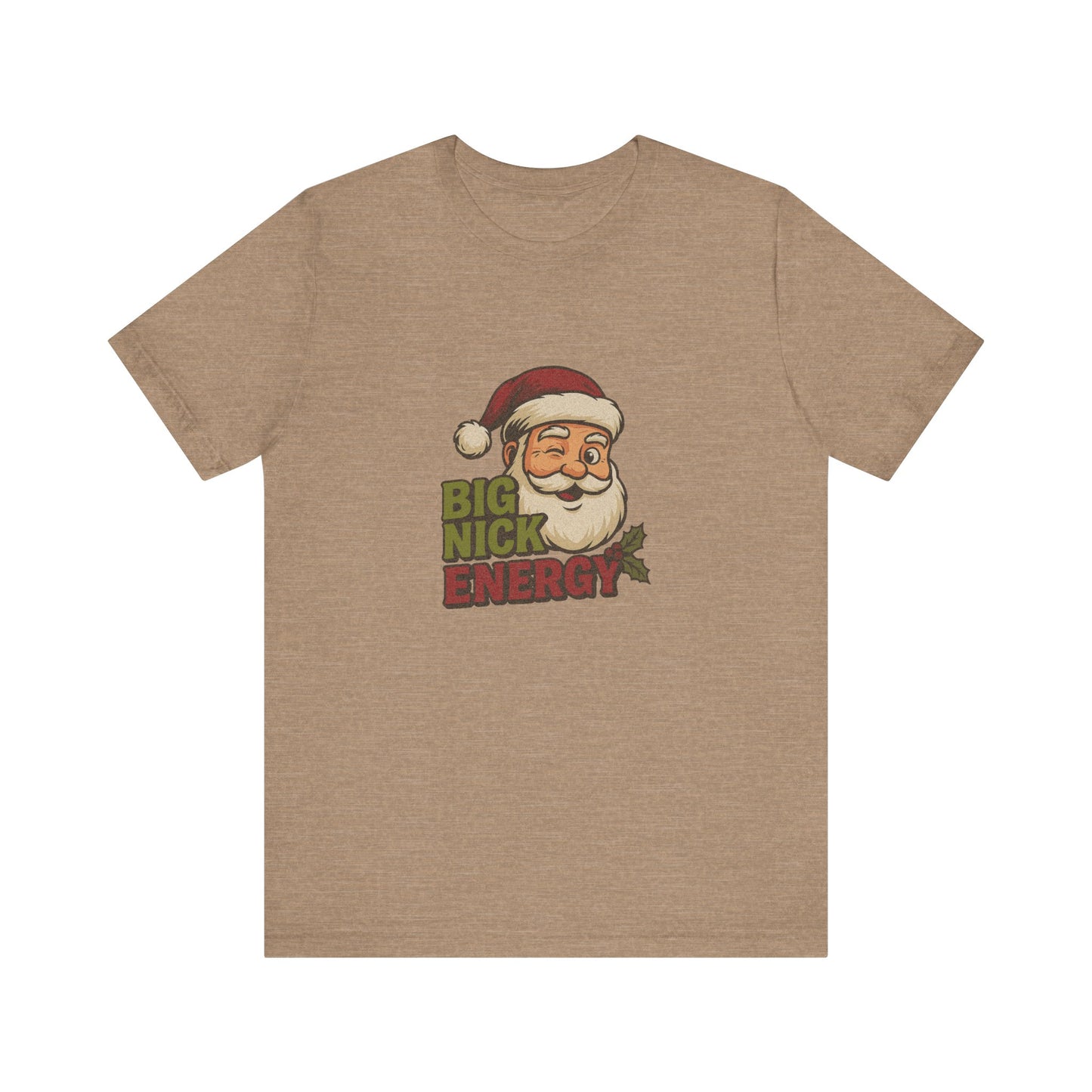 Big Nick Energy — Retro Santa Christmas Tee (Light)