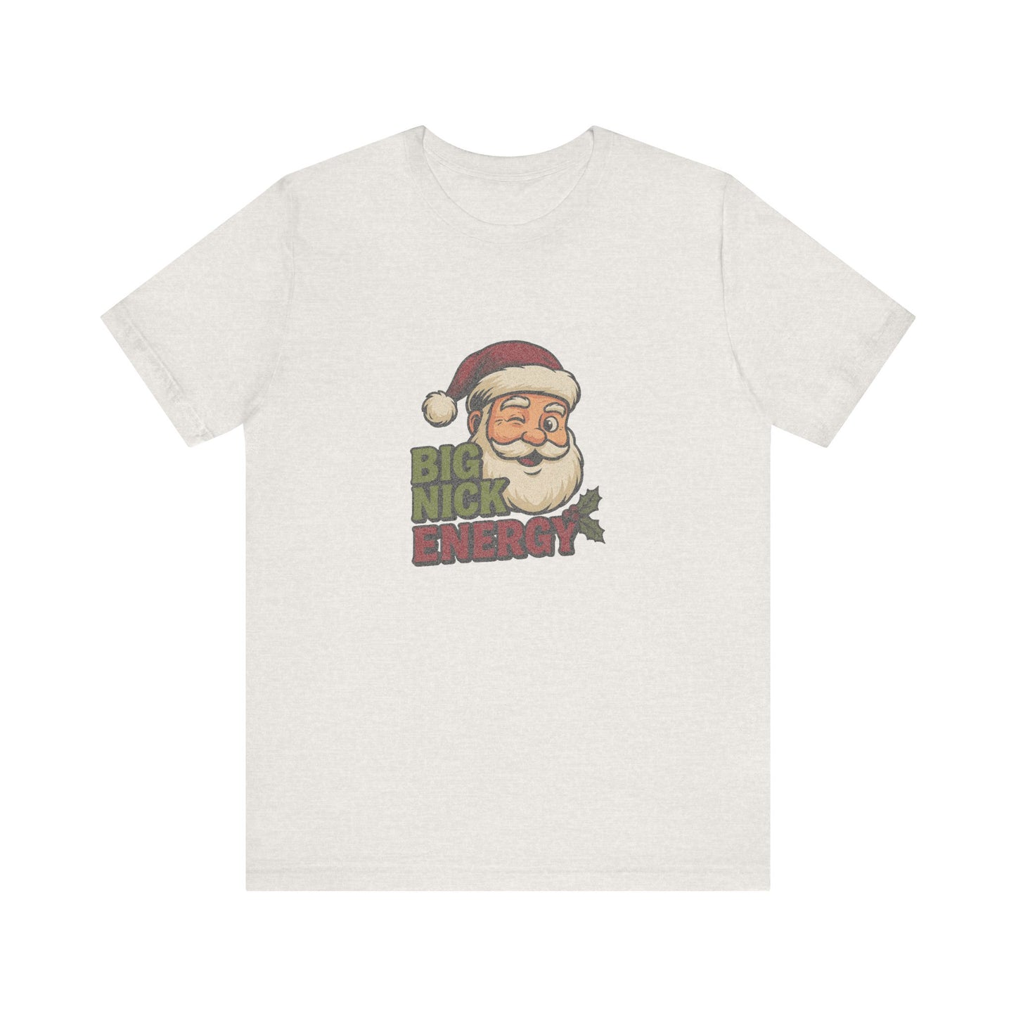 Big Nick Energy — Retro Santa Christmas Tee (Light)