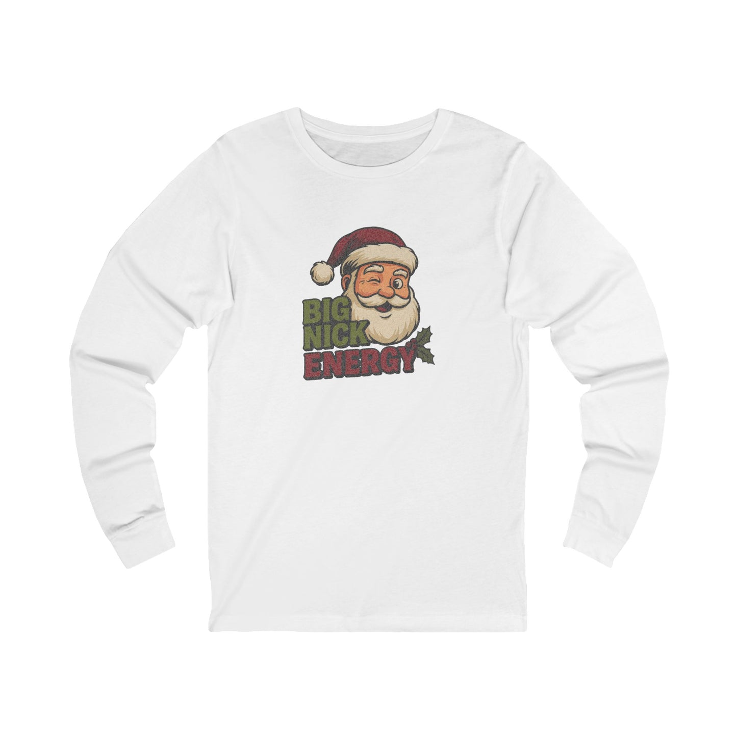 Big Nick Energy — Retro Santa Christmas Long Sleeve (Light)