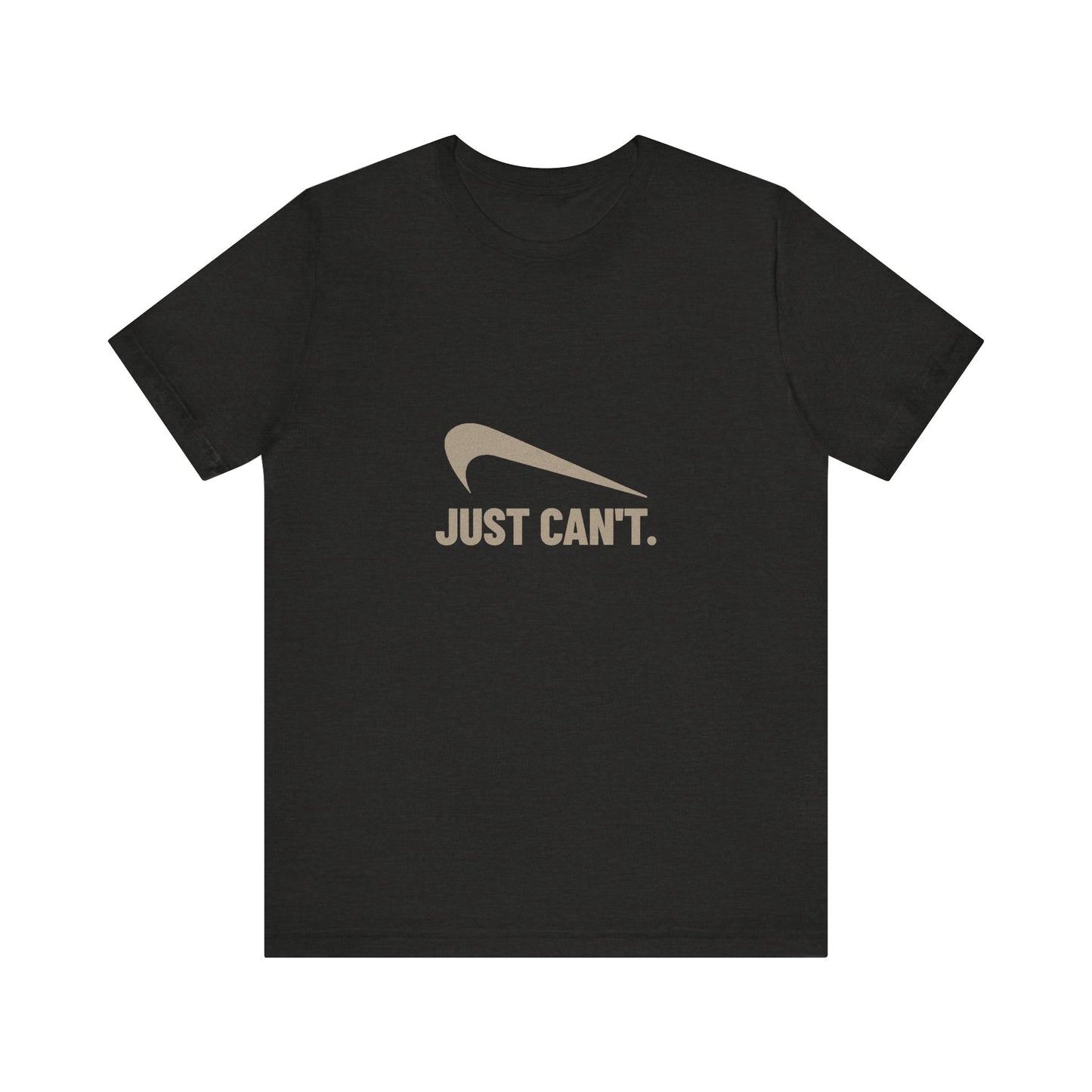 Just Can’t Athletic Parody — Retro Workout Tee (Dark)