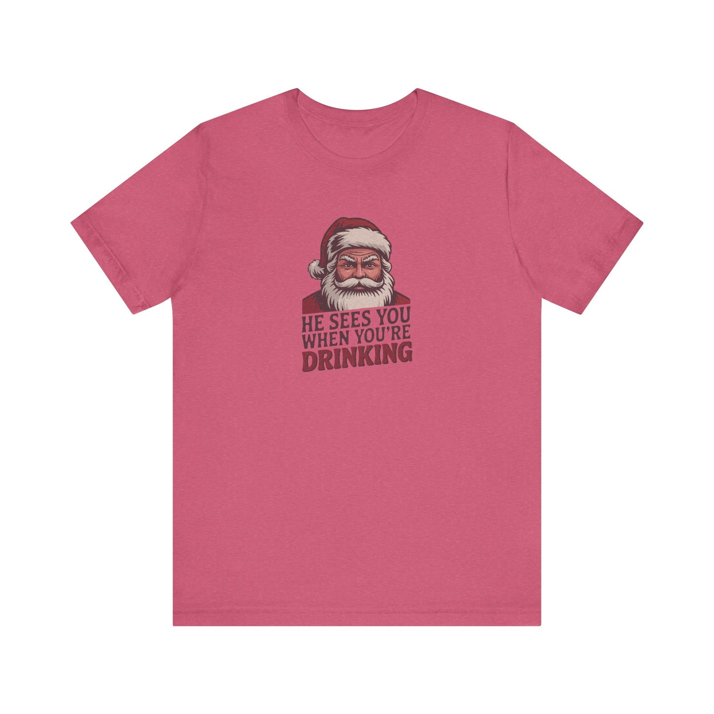 He Sees You When You're Drinking — Judgmental Santa Retro Tee (Light)