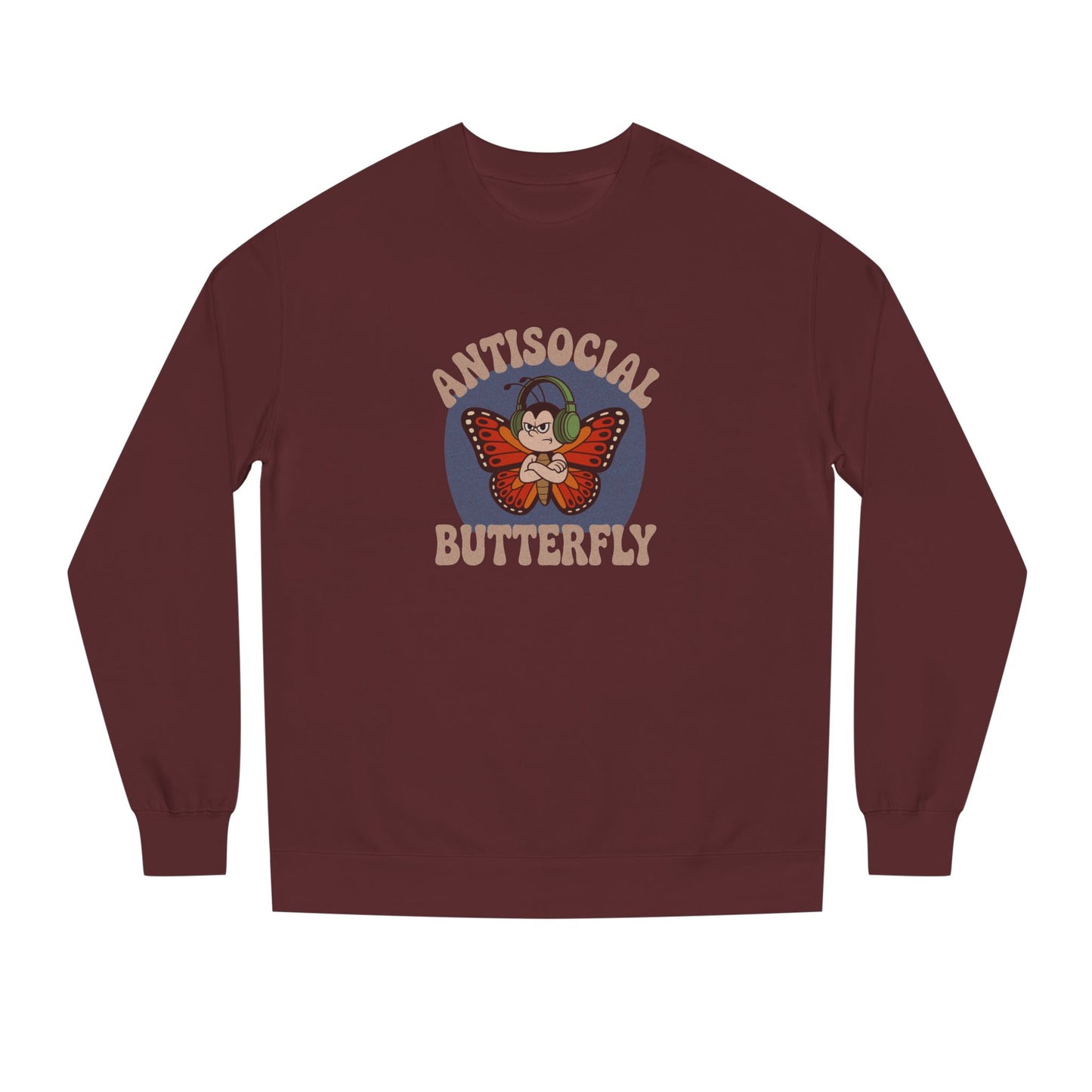 Antisocial Butterfly (Male) — Retro Workout Sweatshirt (Dark)