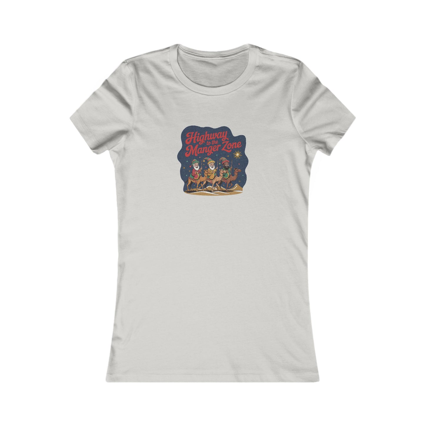 Highway to the Manger Zone — Top Gun-Inspired Christmas Women's Tee (Light)