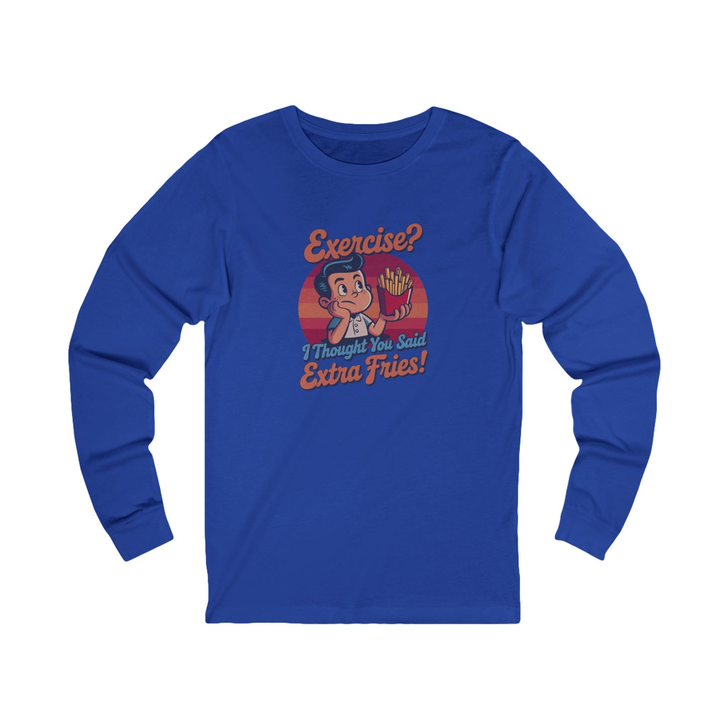 Exercise? I Thought You Said Extra Fries! — Retro Long Sleeve (Dark)