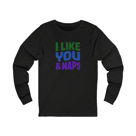 I Like You & Naps (Cool Gradient) — Retro Loungewear Long Sleeve (Dark)