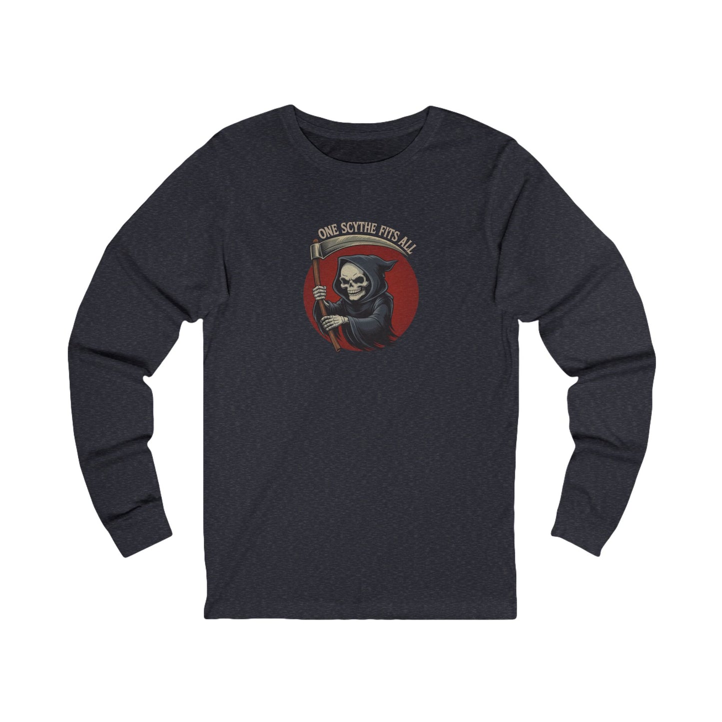 One Scythe Fits All — Grim Reaper Retro Long Sleeve (Dark)