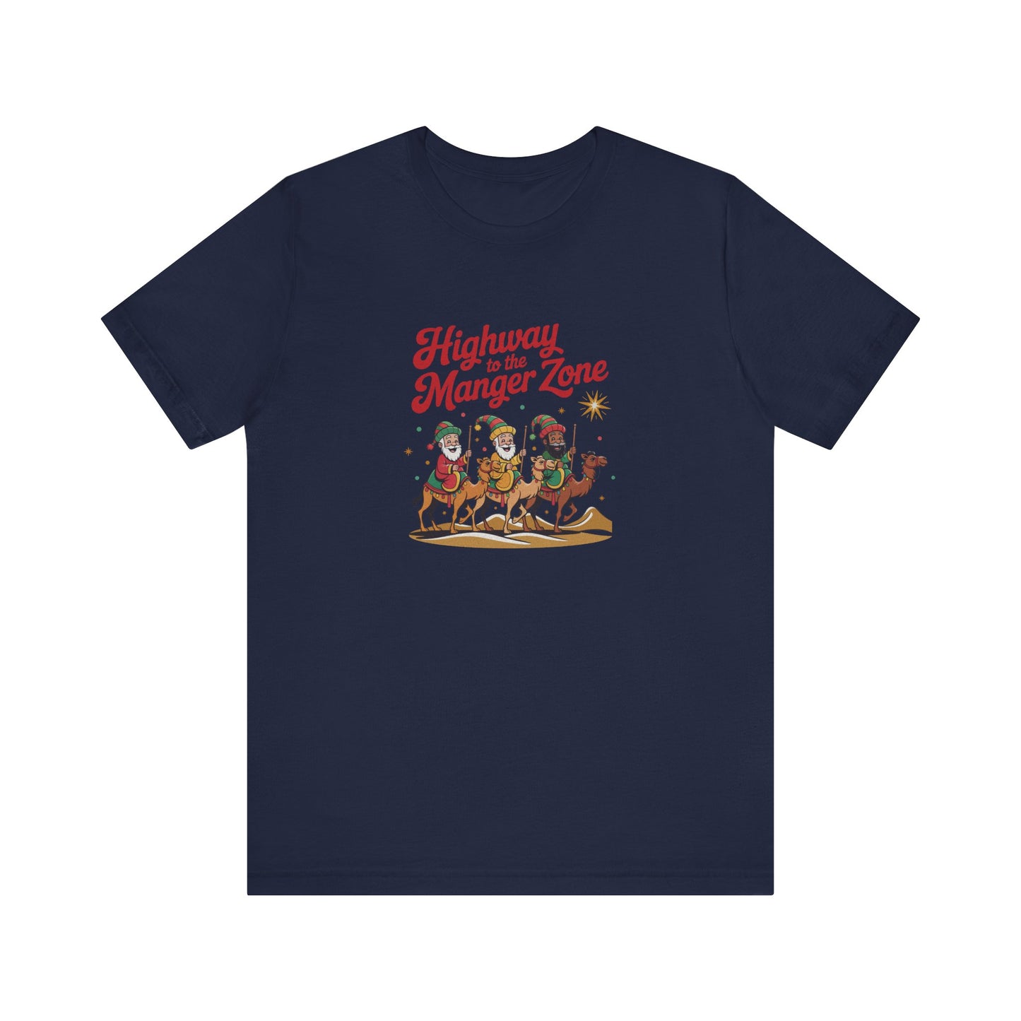 Highway to the Manger Zone — Top Gun-Inspired Christmas Retro Tee (Dark)