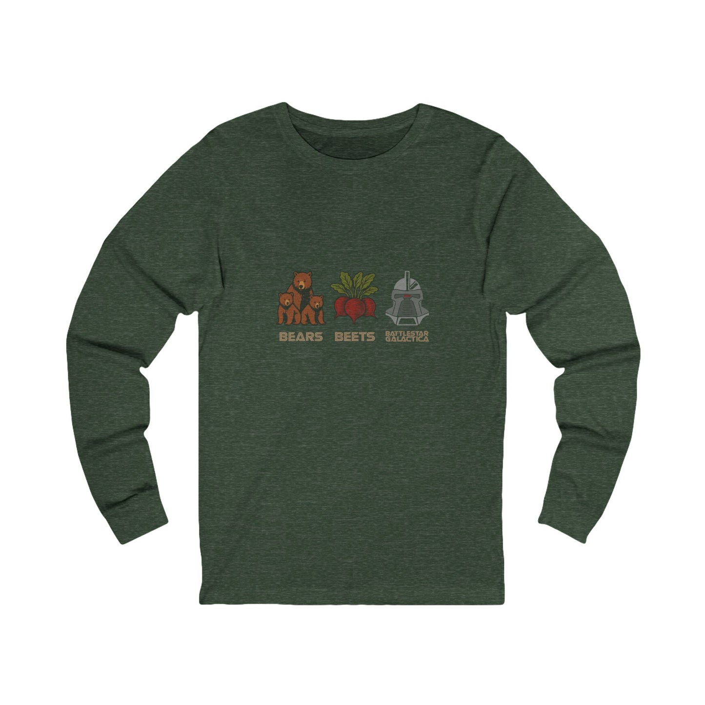 Bears, Beets, Battlestar (Captions) — Retro Long Sleeve (Dark)