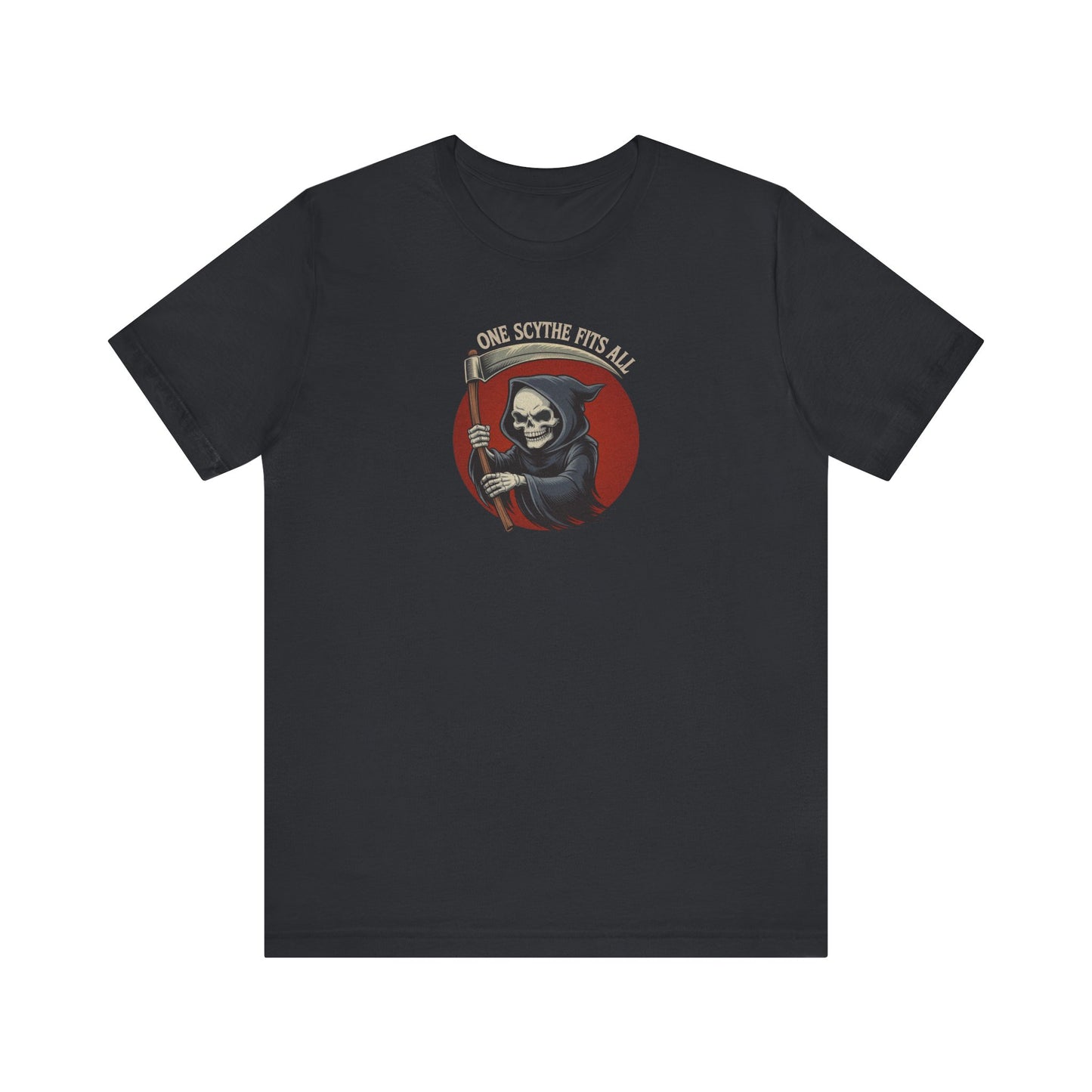 One Scythe Fits All — Grim Reaper Retro Tee (Dark)
