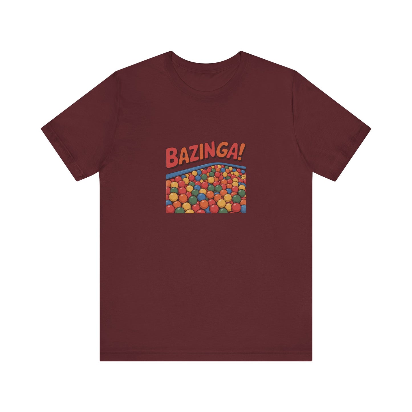 Bazinga! Ball Pit — Big Bang Theory Retro Tee (Dark)