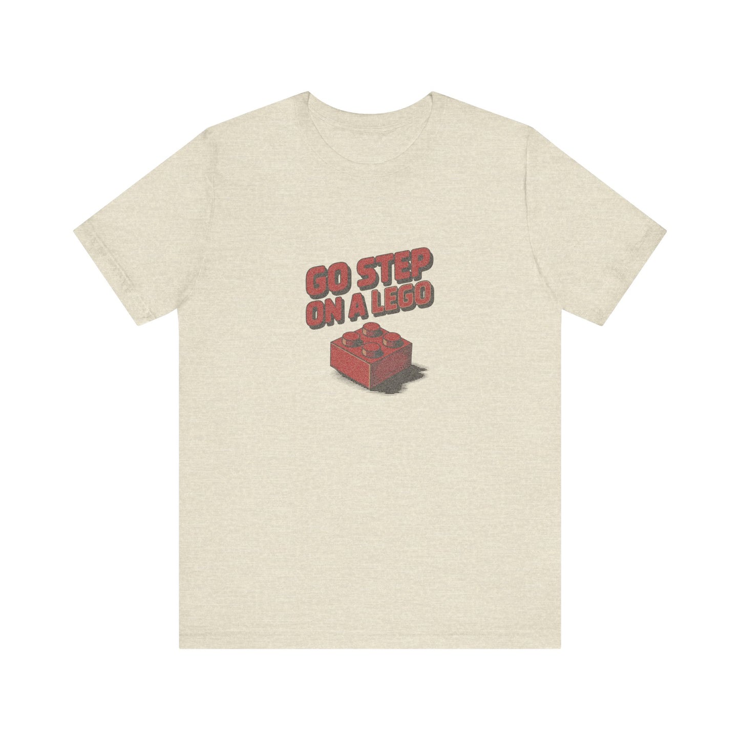 Go Step on a LEGO — Red Plastic Brick Retro Tee (Light)