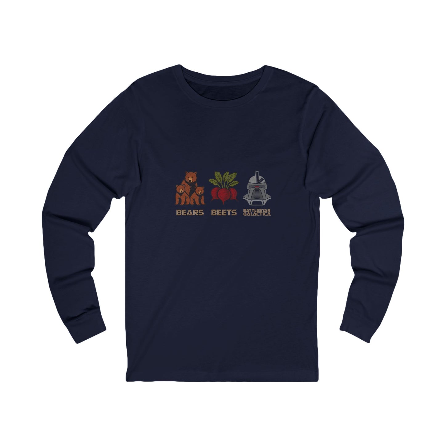 Bears, Beets, Battlestar (Captions) — Retro Long Sleeve (Dark)