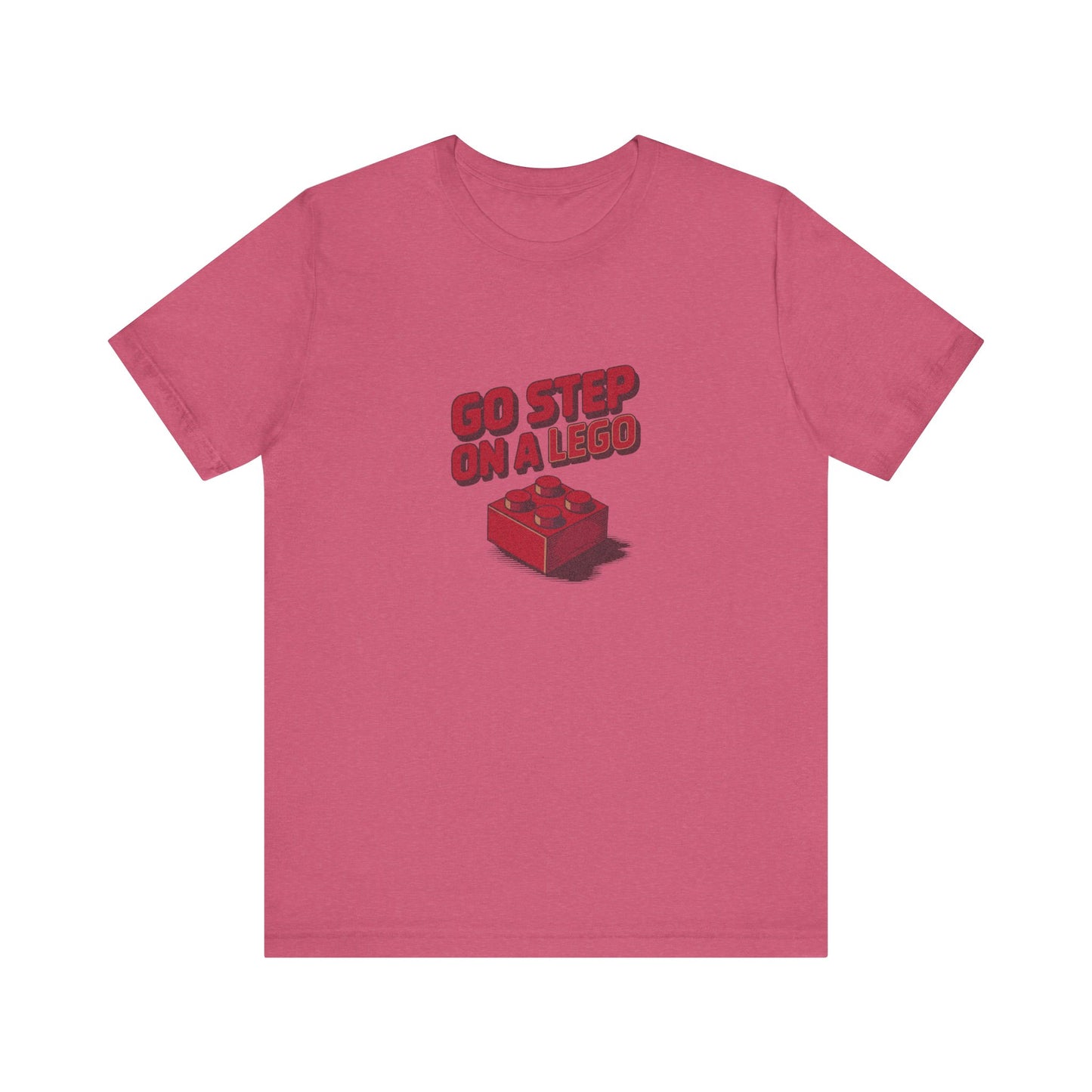 Go Step on a LEGO — Red Plastic Brick Retro Tee (Light)