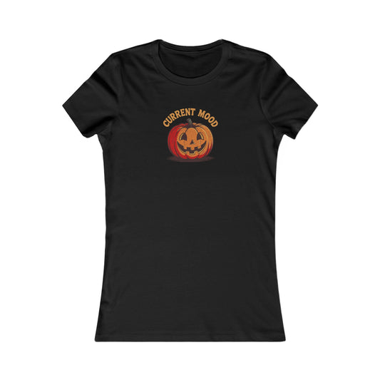 Current Mood (Classic Pumpkin) — Retro Halloween Women's Tee (Dark)