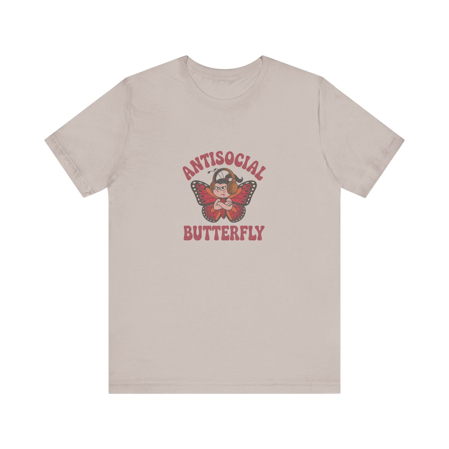 Antisocial Butterfly (Female) — Retro Workout Tee (Light)