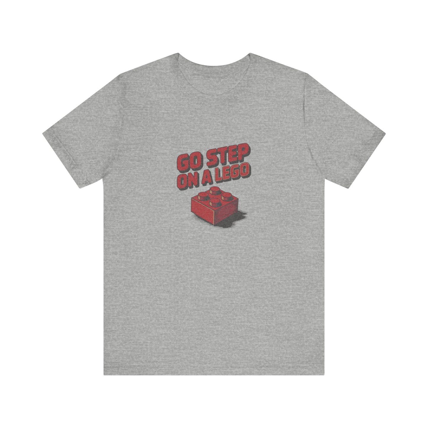 Go Step on a LEGO — Red Plastic Brick Retro Tee (Light)