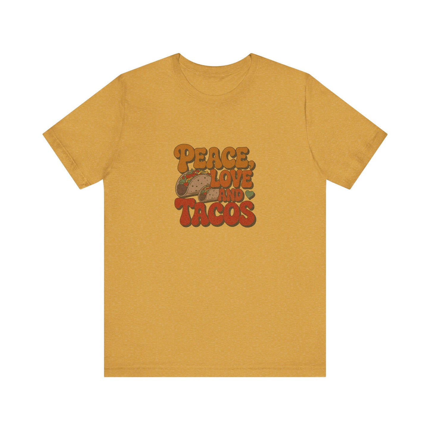 Peace, Love, and Tacos — Retro Foodie Tee (Light)