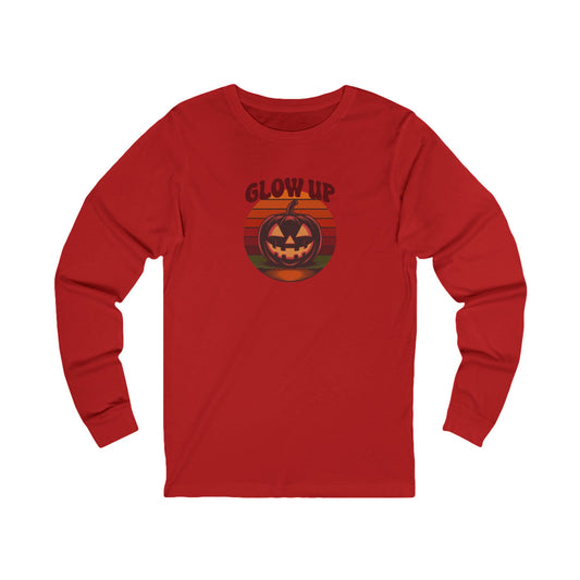 Halloween Glow Up Pumpkin — Retro Autumn Sunset Long Sleeve (Light)