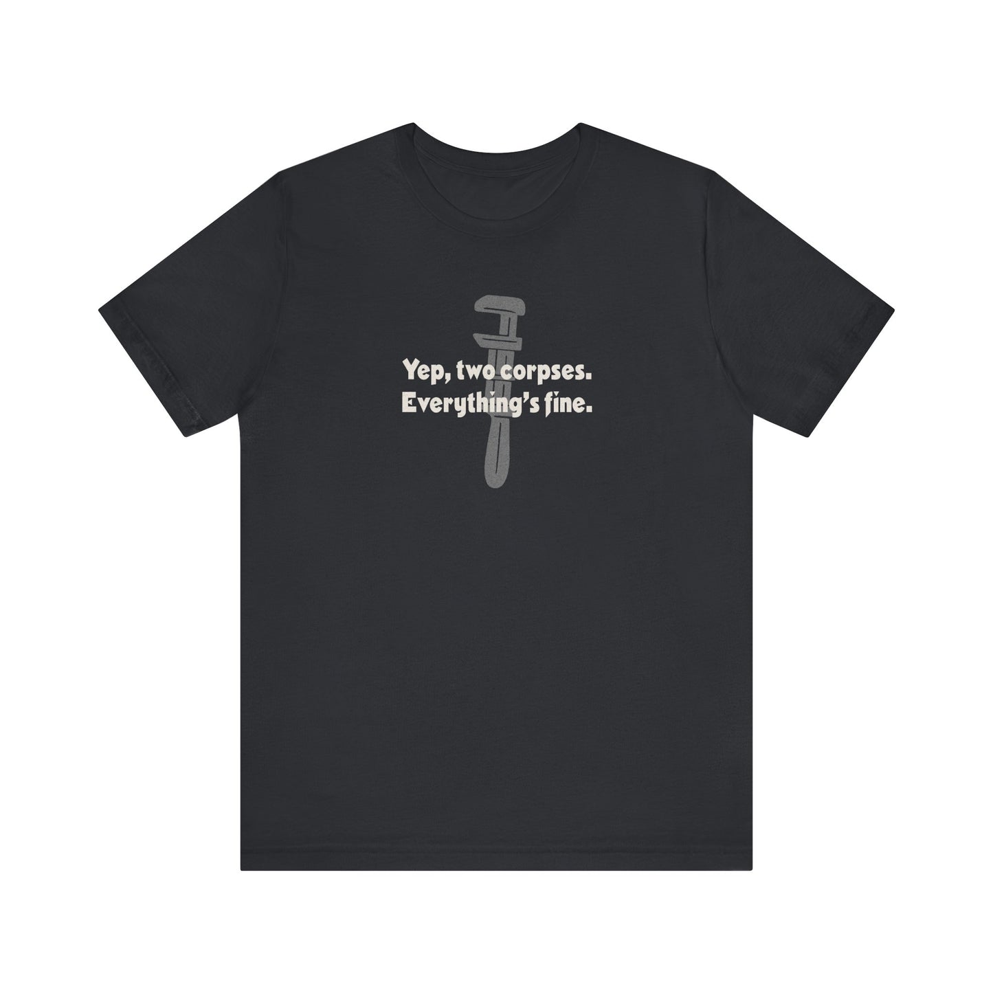 Yep, Two Corpses. Everything’s Fine — Clue Retro Tee (Dark)