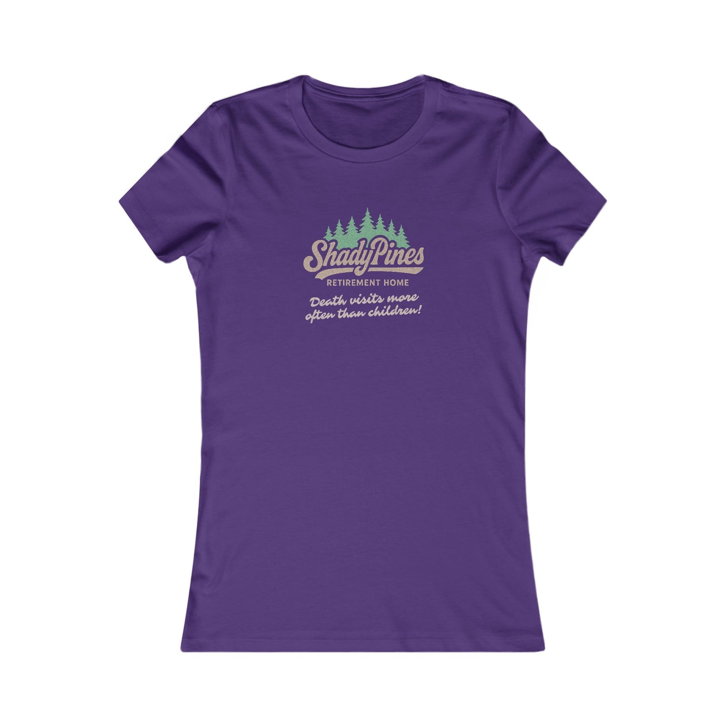 Shady Pines (Death Visits More Often Than Children) — Retro Women's Tee (Dark)