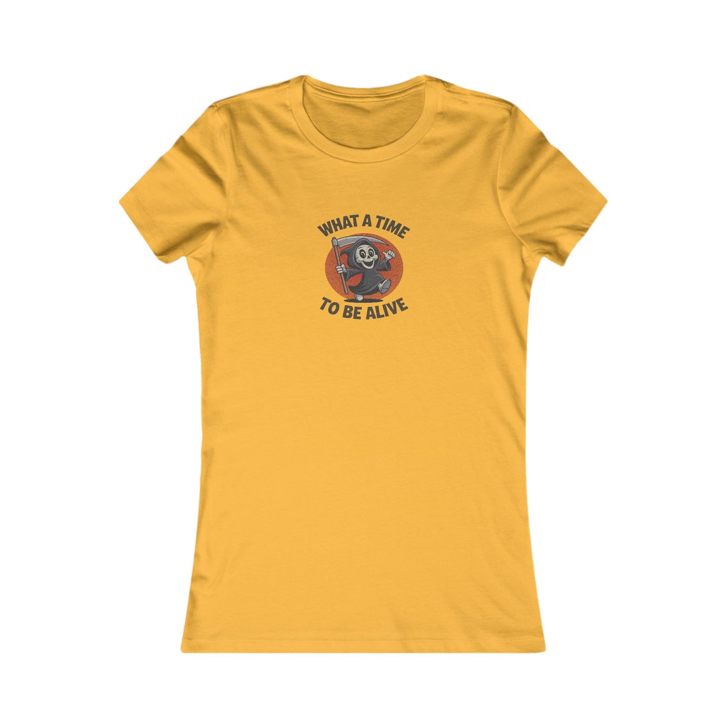 What a Time to Be Alive (Cute) — Lil Reaper Retro Women's Tee (Light)