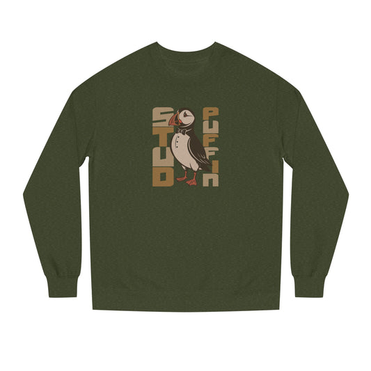 Stud Puffin, Licensed to Chill – Spy-Bird Retro Sweatshirt (Dark)