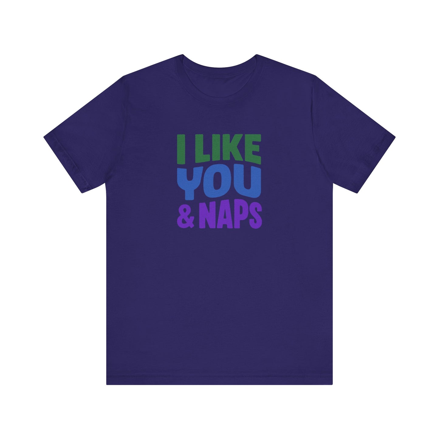 I Like You & Naps (Cool Gradient) — Retro Loungewear Tee (Dark)