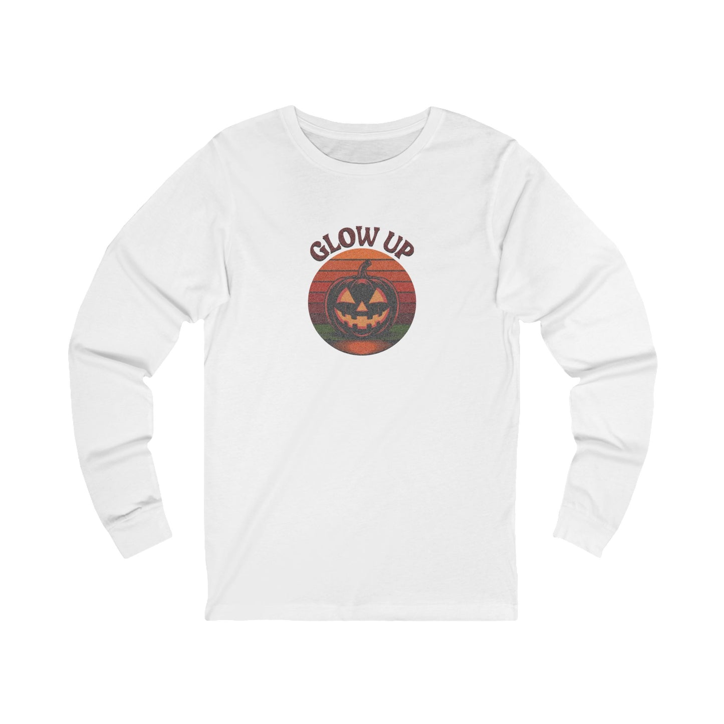 Halloween Glow Up Pumpkin — Retro Autumn Sunset Long Sleeve (Light)
