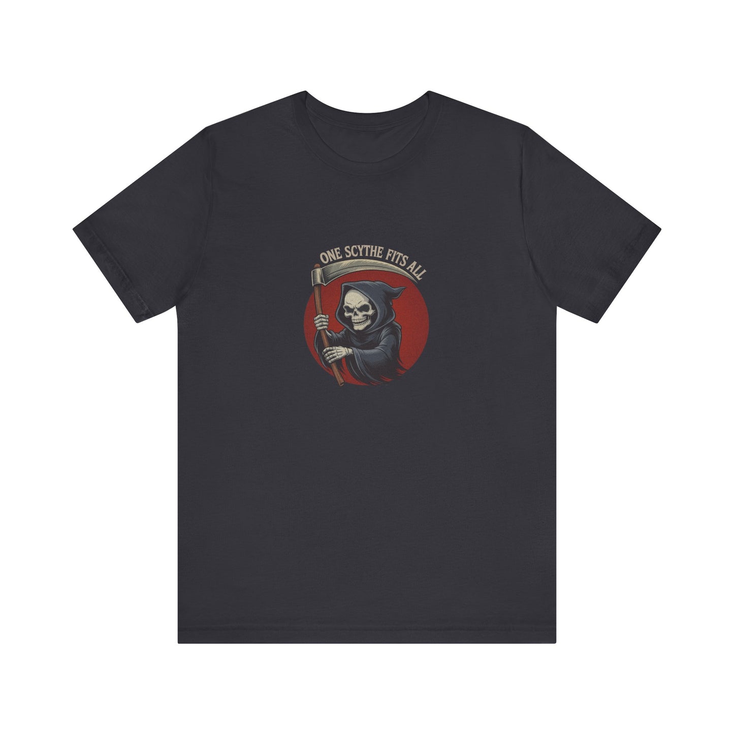 One Scythe Fits All — Grim Reaper Retro Tee (Dark)