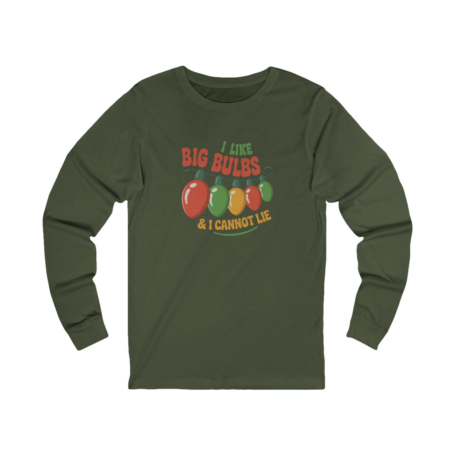 I Like Big Bulbs and I Cannot Lie — Christmas Lights Retro Long Sleeve (Dark)
