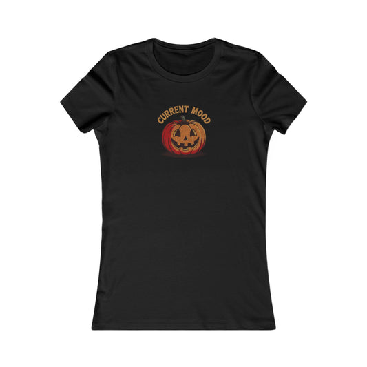 Current Mood (Classic Pumpkin) — Retro Halloween Women's Tee (Dark)