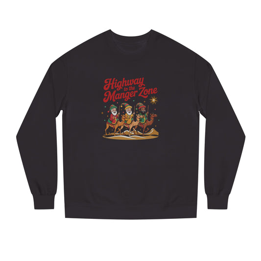 Highway to the Manger Zone — Top Gun Christmas Sweatshirt (Dark)