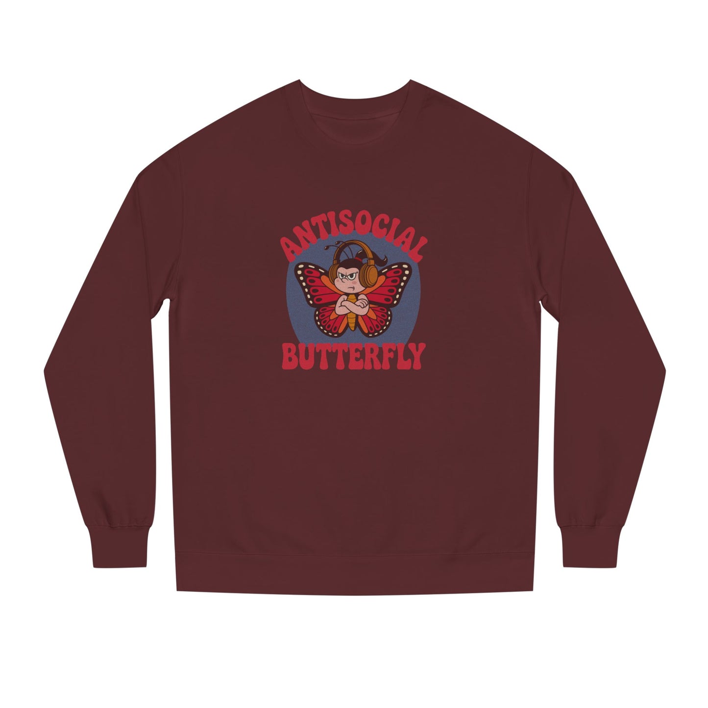 Antisocial Butterfly (Female) — Retro Workout Sweatshirt (Dark)