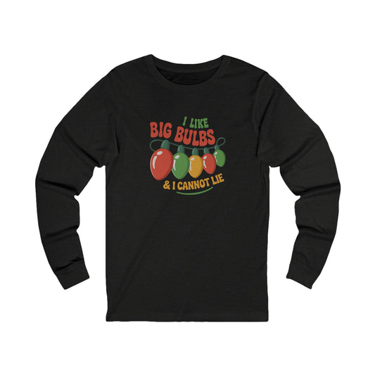 I Like Big Bulbs and I Cannot Lie — Christmas Lights Retro Long Sleeve (Dark)