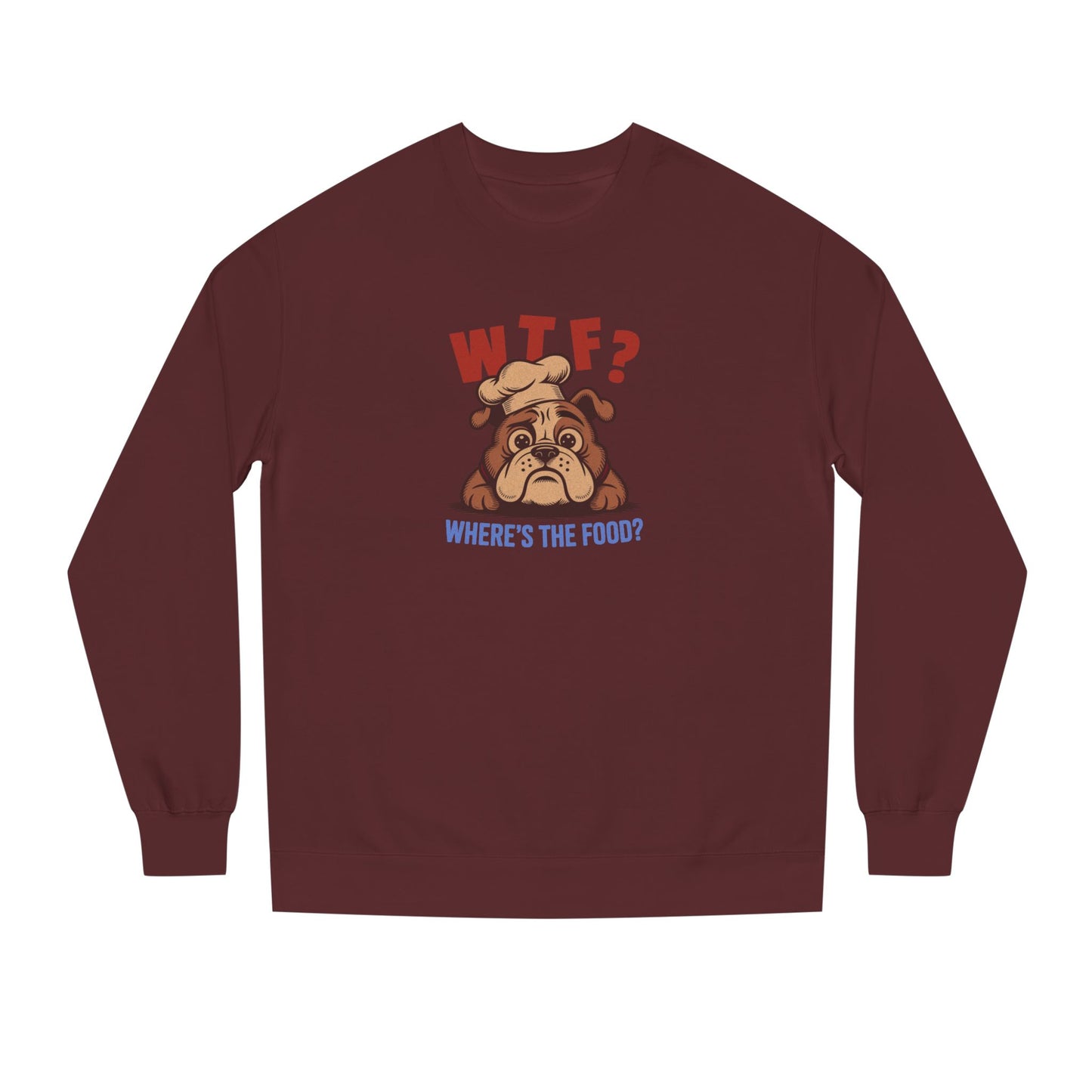 WTF? Where’s the Food? — Bulldog Chef Retro Sweatshirt (Dark)