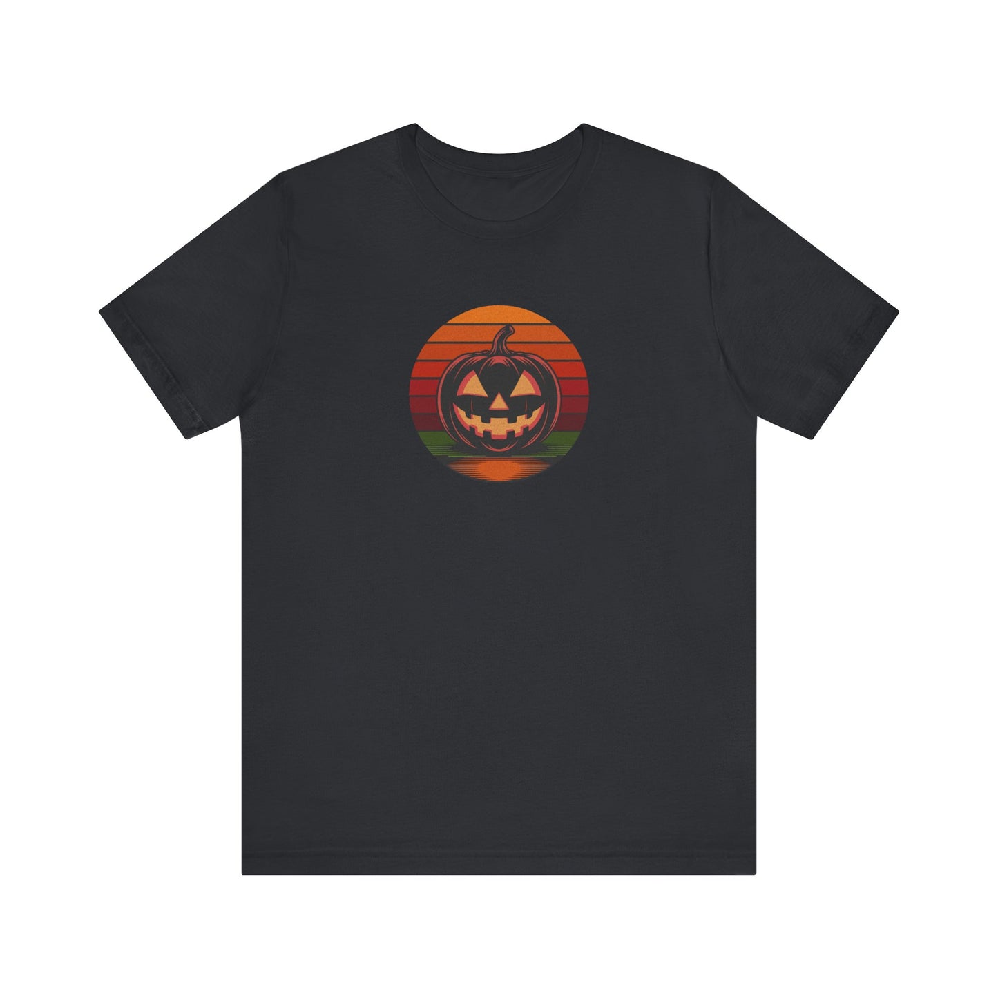 Retro Jack: Bold Grin — Halloween Sunset Tee (Dark)