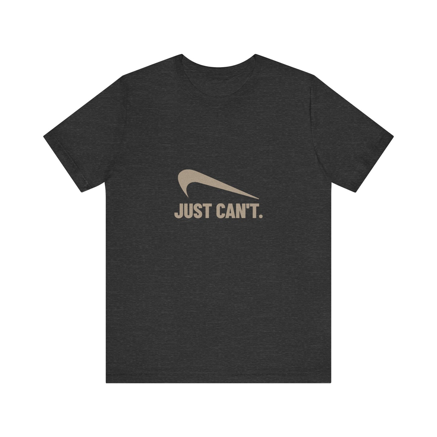Just Can’t Athletic Parody — Retro Workout Tee (Dark)