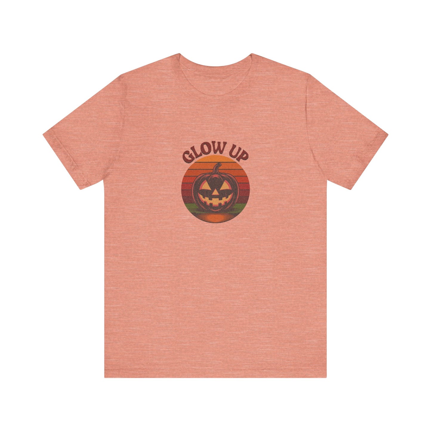 Halloween Glow Up Pumpkin — Retro Autumn Sunset Tee (Light)