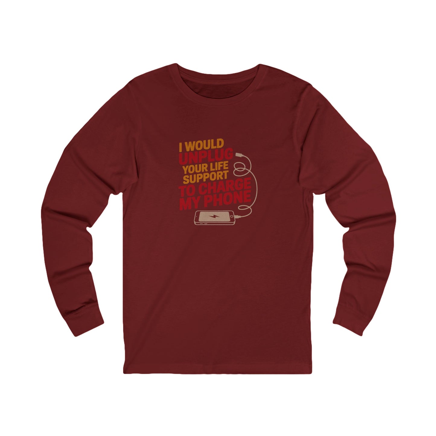 Your Life Support < Charging My Phone — Retro Long Sleeve (Dark)