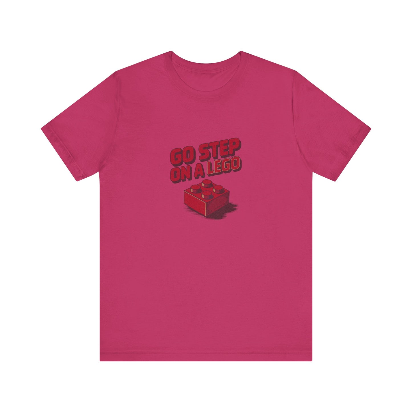 Go Step on a LEGO — Red Plastic Brick Retro Tee (Light)