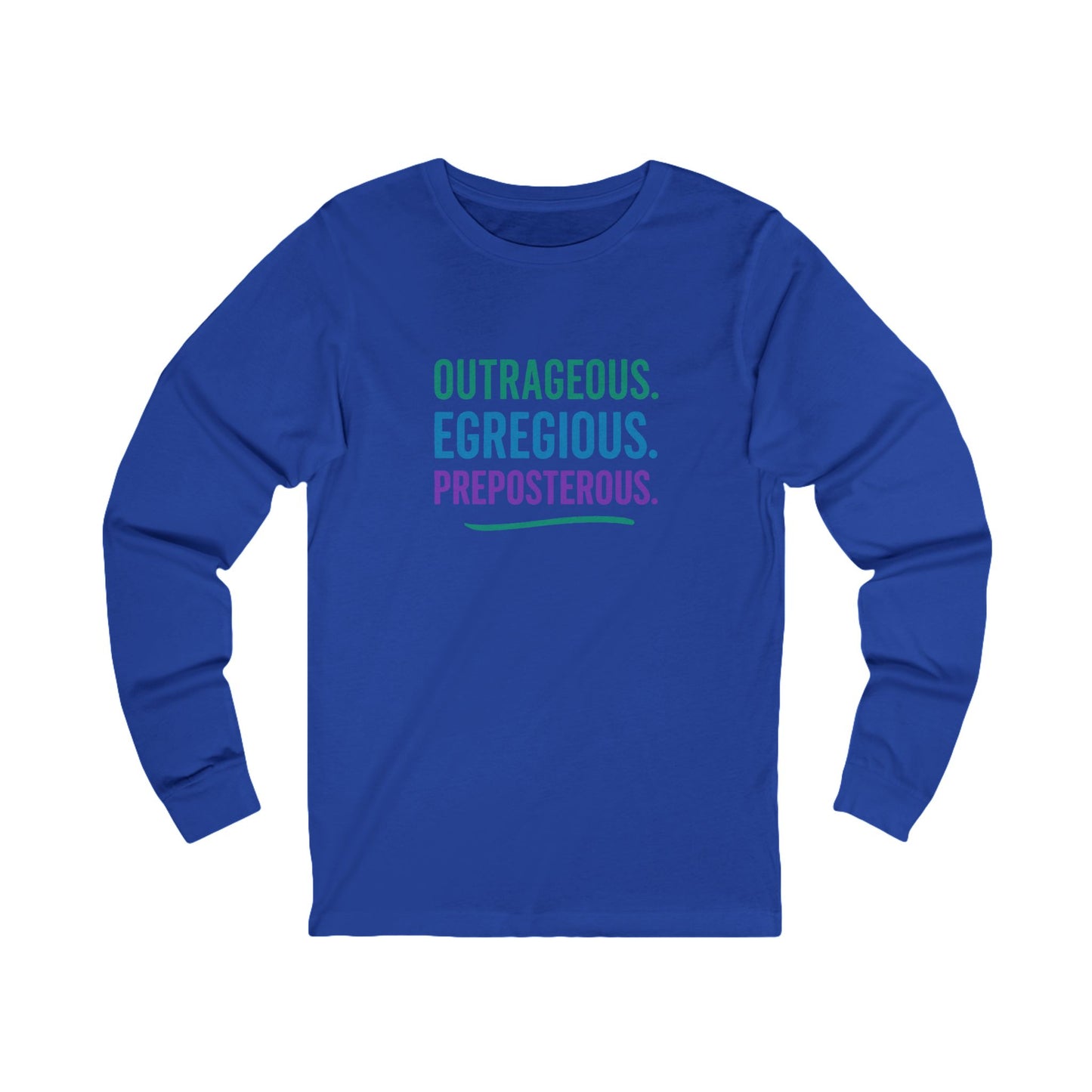 Outrageous Egregious Preposterous (Cool Gradient) — Seinfeld Retro Long Sleeve (Dark)