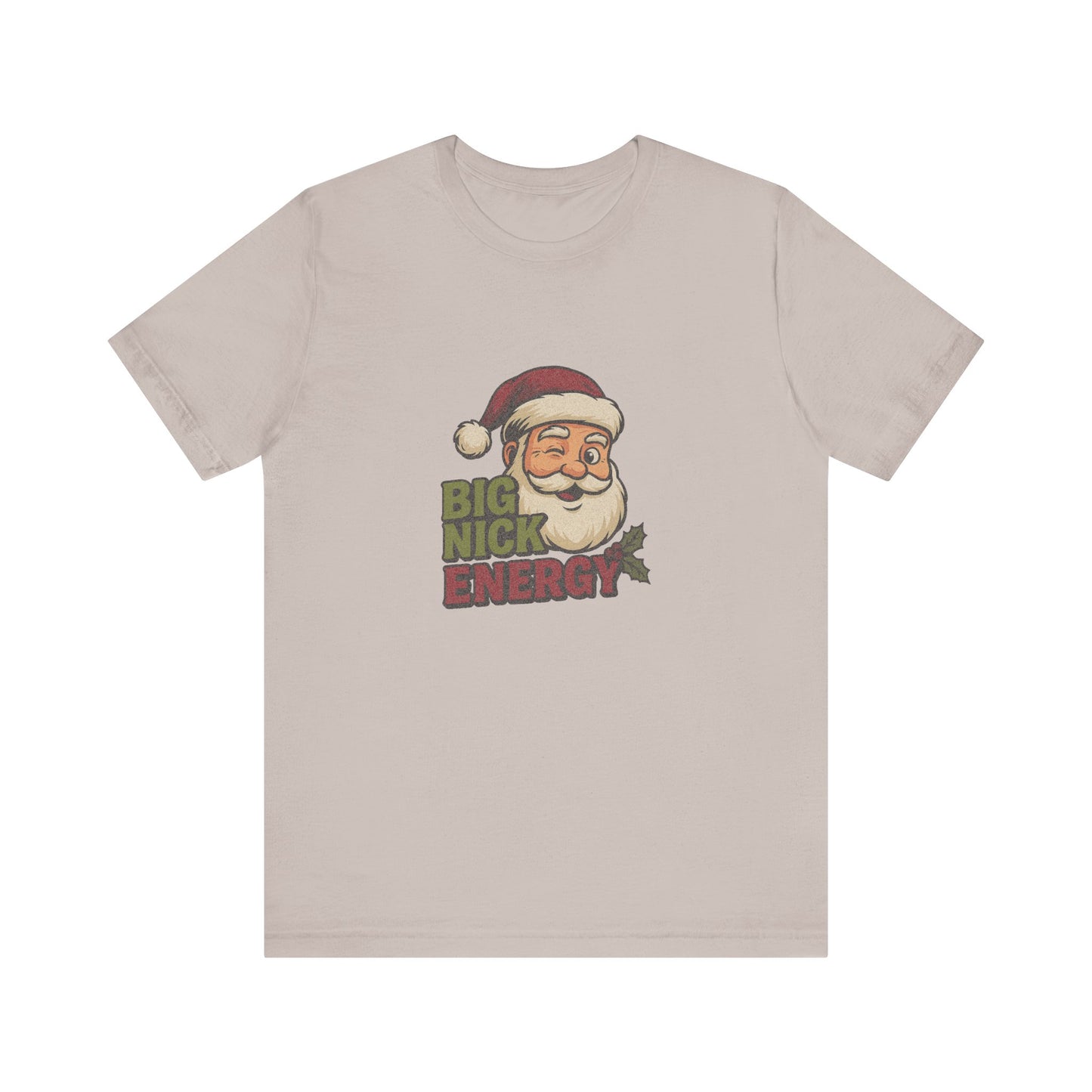 Big Nick Energy — Retro Santa Christmas Tee (Light)