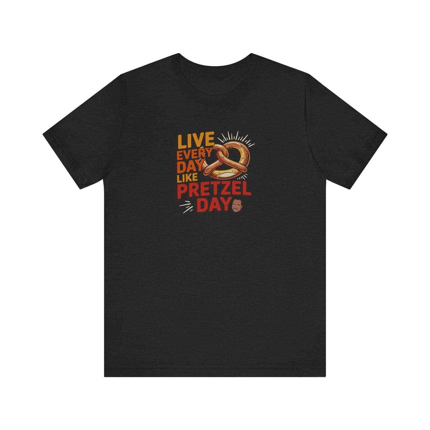 Live Every Day Like Pretzel Day — Stanley Hudson Retro Tee (Dark)