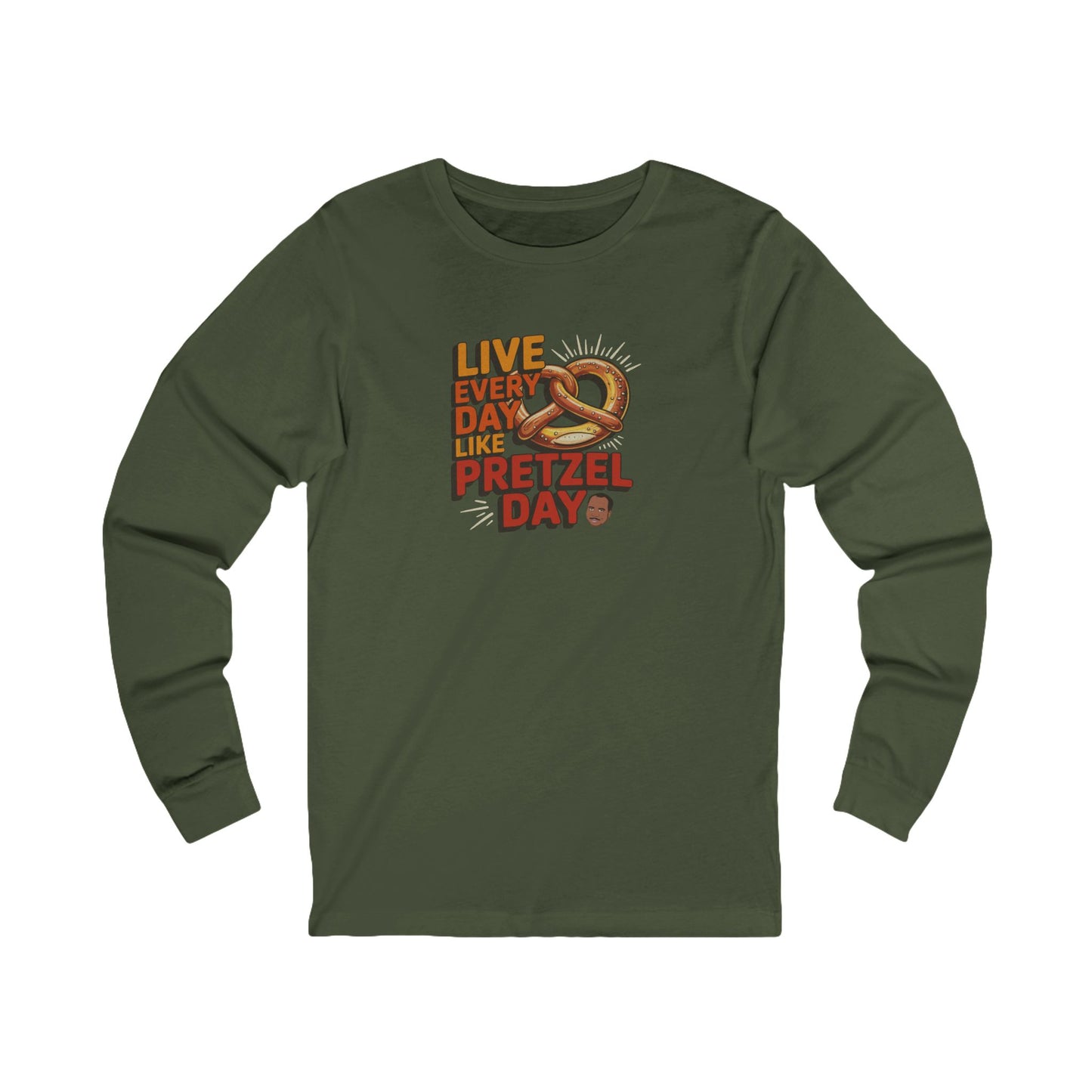 Live Every Day Like Pretzel Day — Stanley Hudson Retro Long Sleeve (Dark)