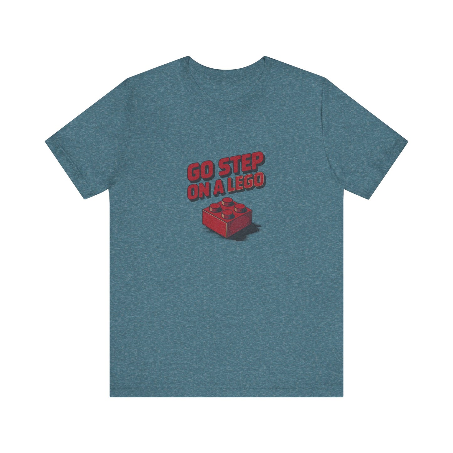 Go Step on a LEGO — Red Plastic Brick Retro Tee (Light)