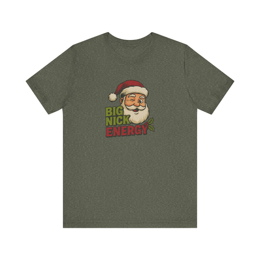 Big Nick Energy — Retro Santa Christmas Tee (Dark)