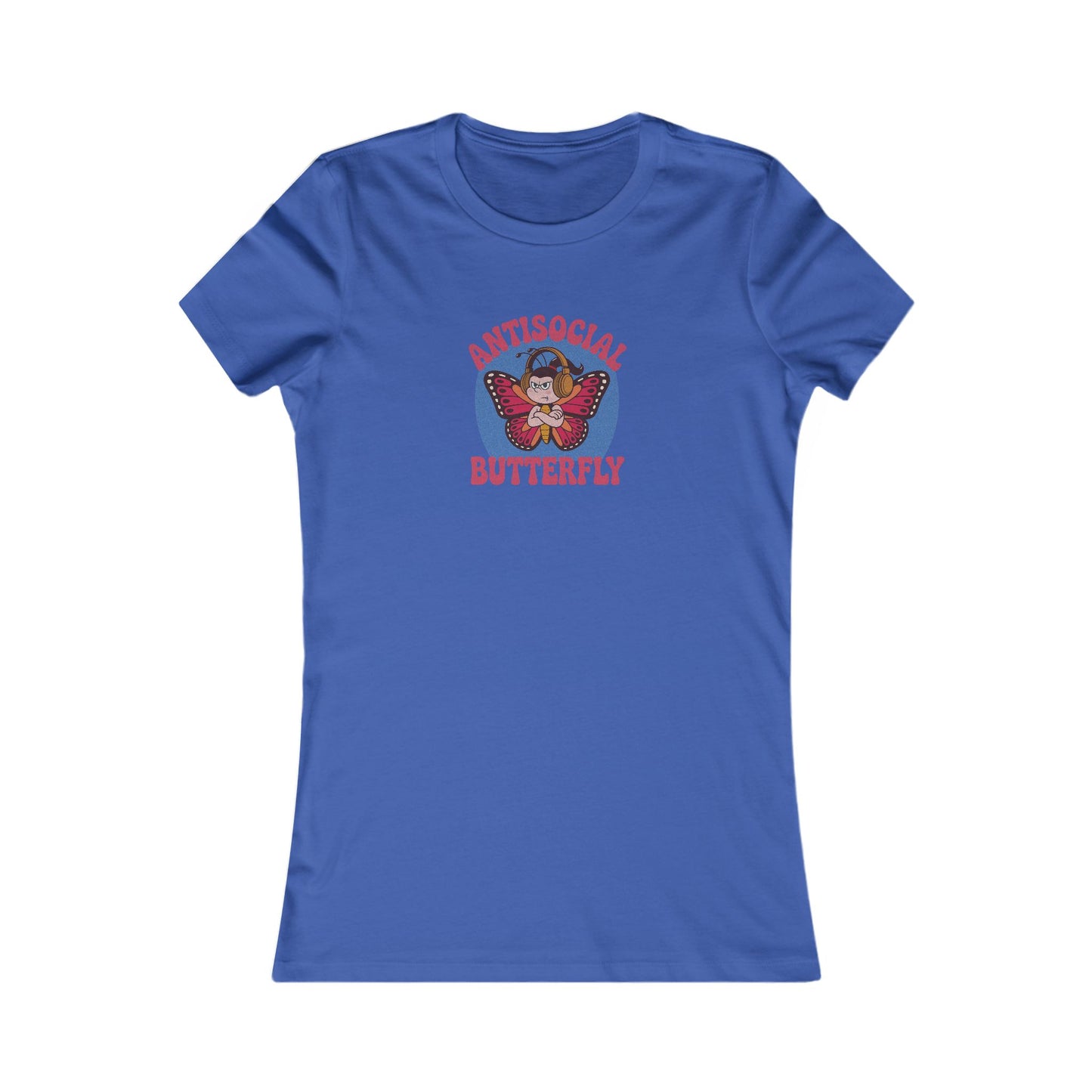 Antisocial Butterfly (Female) — Retro Workout Women's Tee (Dark)