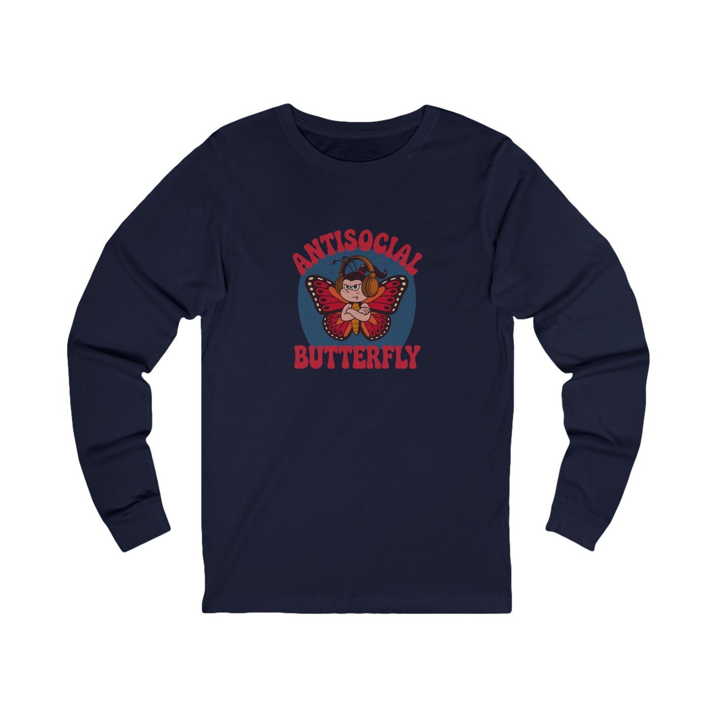 Antisocial Butterfly (Female) — Retro Workout Long Sleeve (Dark)