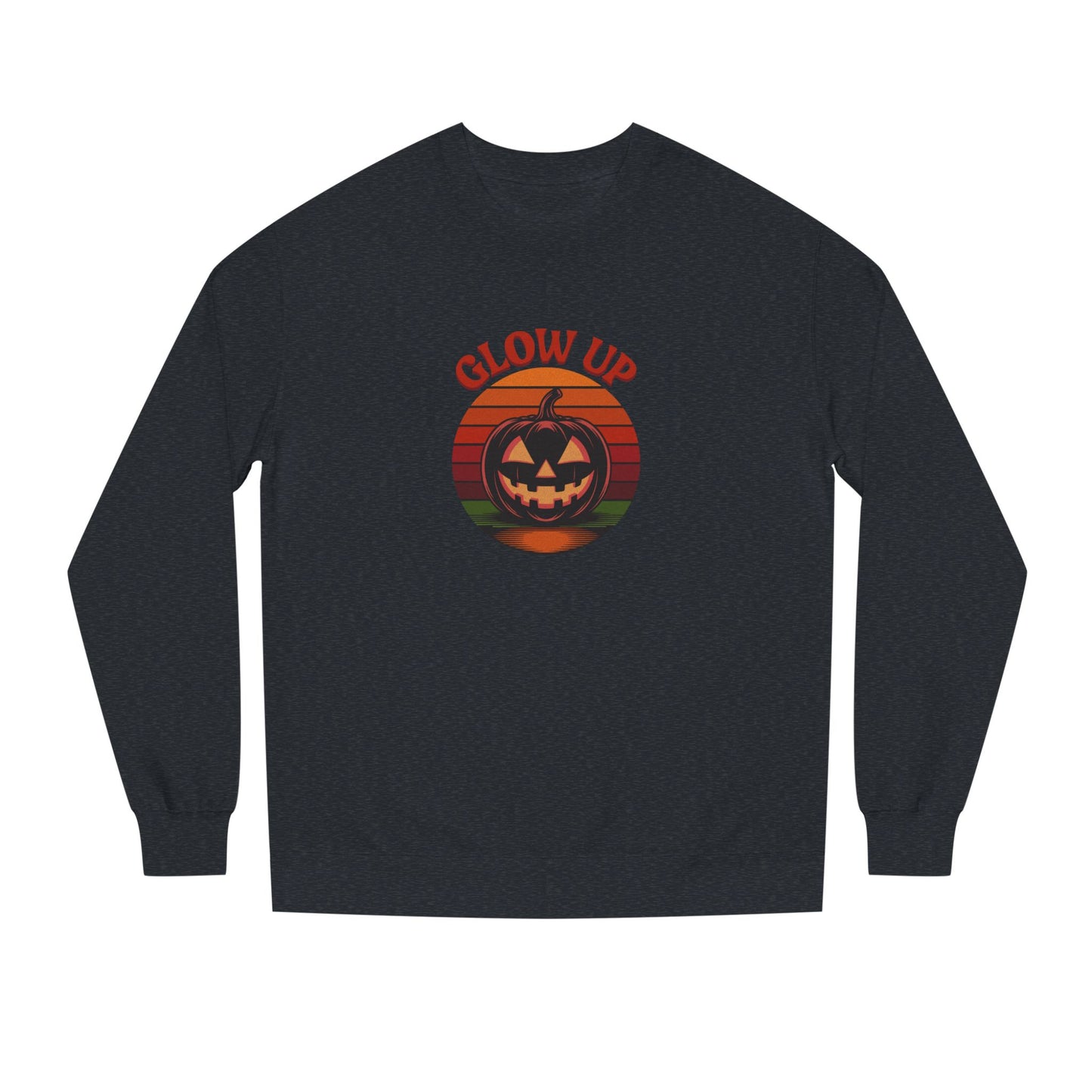 Halloween Glow Up Pumpkin — Retro Autumn Sunset Sweatshirt (Dark)