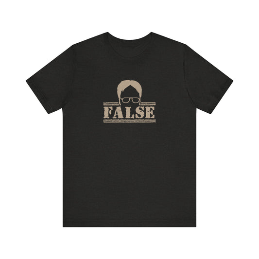 Dwight Schrute FALSE — The Office-Inspired Retro Tee (Dark)